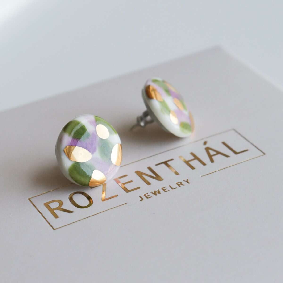 Porcelain Tache Studs -  Green and Violet - Bild 5