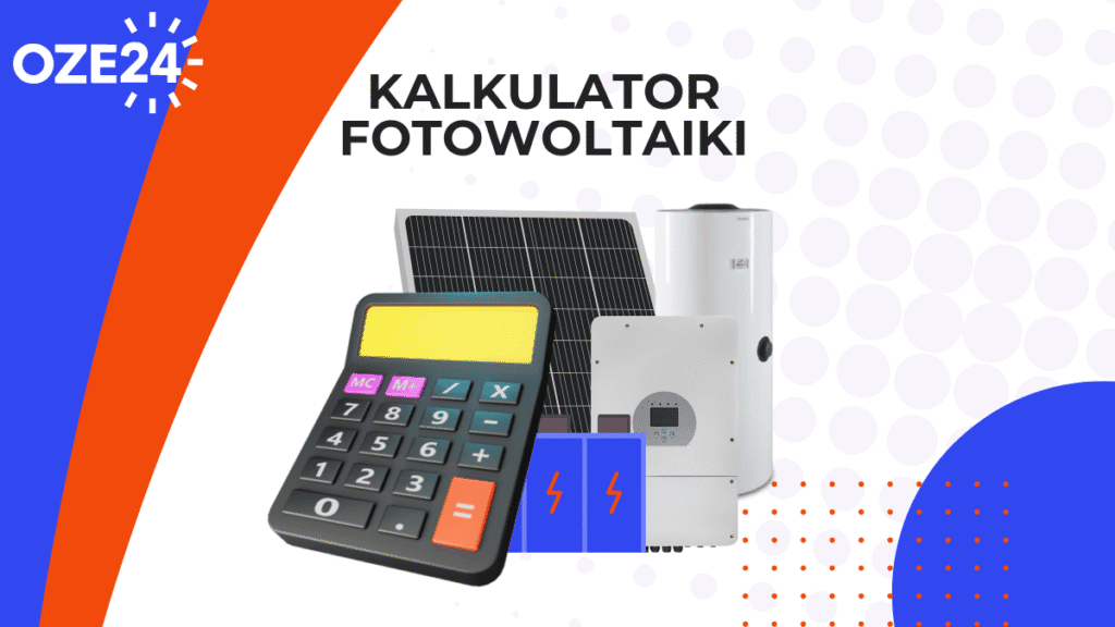kalkulator fotowoltaika, obraz przedstawia kalkulator, panel fotowoltaiczny, magazyn energii falownik i zasobnik CWU