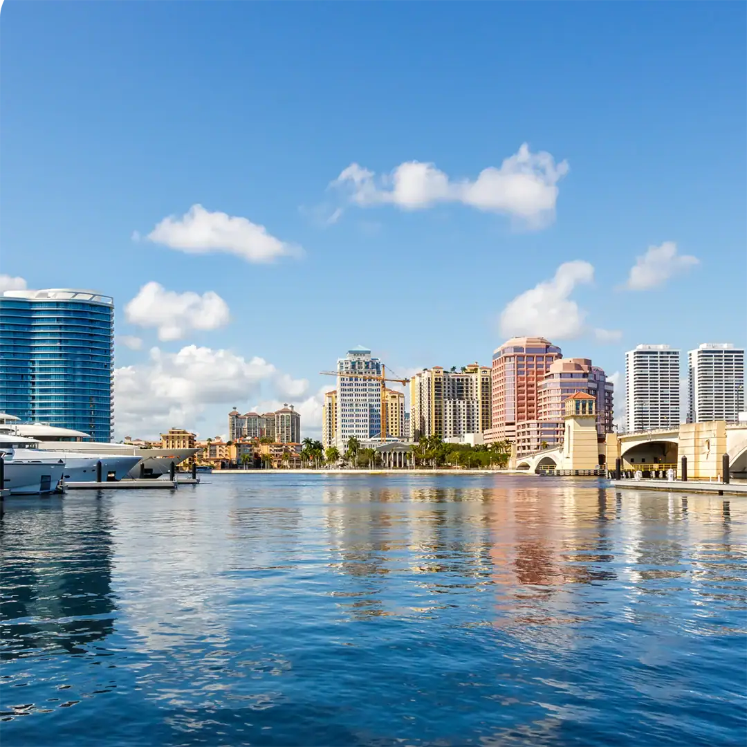 City skyline in West Palm Beach, FL.
