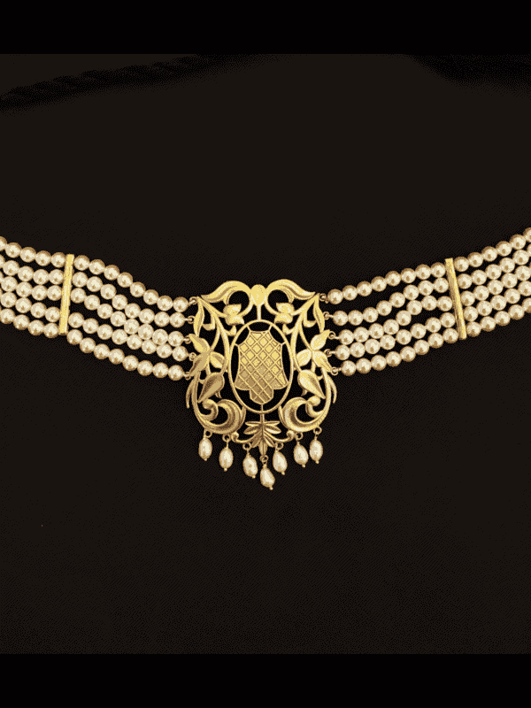 Swarovski Pearls Choker - Gold Matte - Image 3