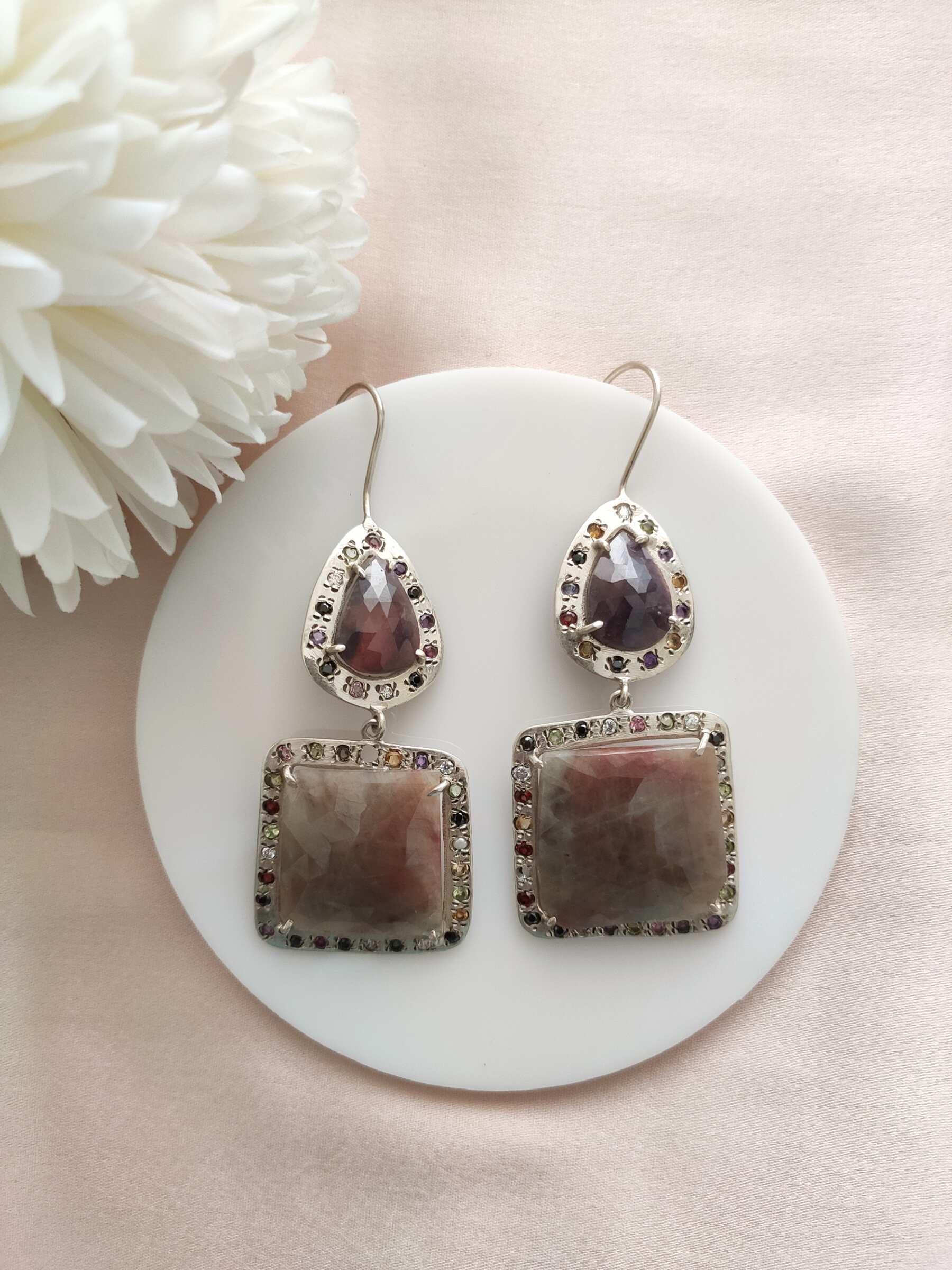 Natural Stones Big Earrings