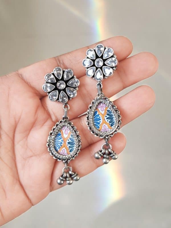 Hand Painted Glass Earrings - Image 2