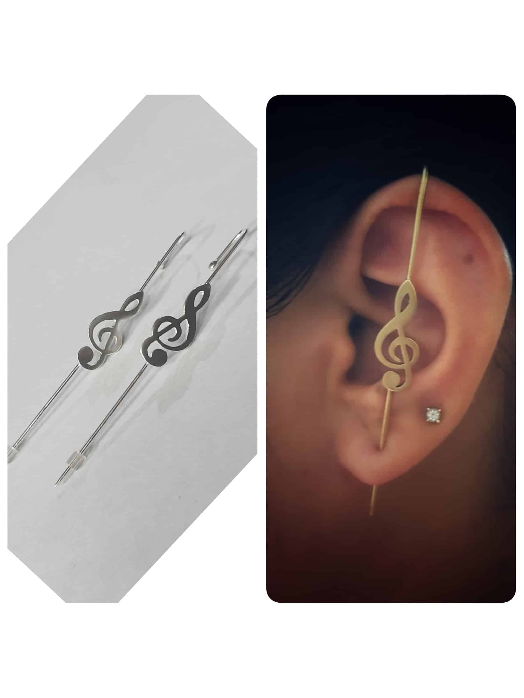 Gold Plated Music Ear Clips / Ear Cuffs (Pair)