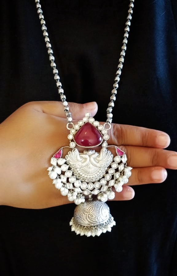 Kundan Jhumka Necklace - Image 4