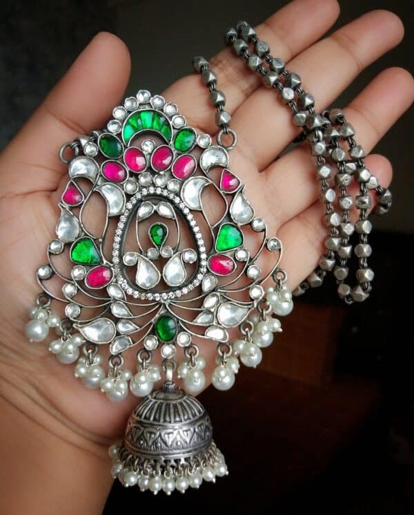 Kundan Jhumka Necklace - Image 4