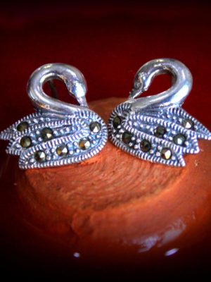 Swiss Marcasite Swan Studs