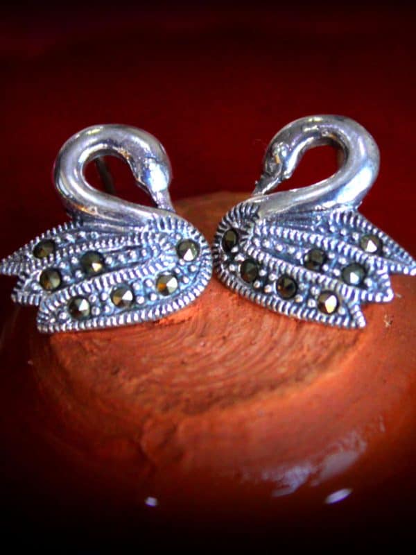 Swiss Marcasite Swan Studs