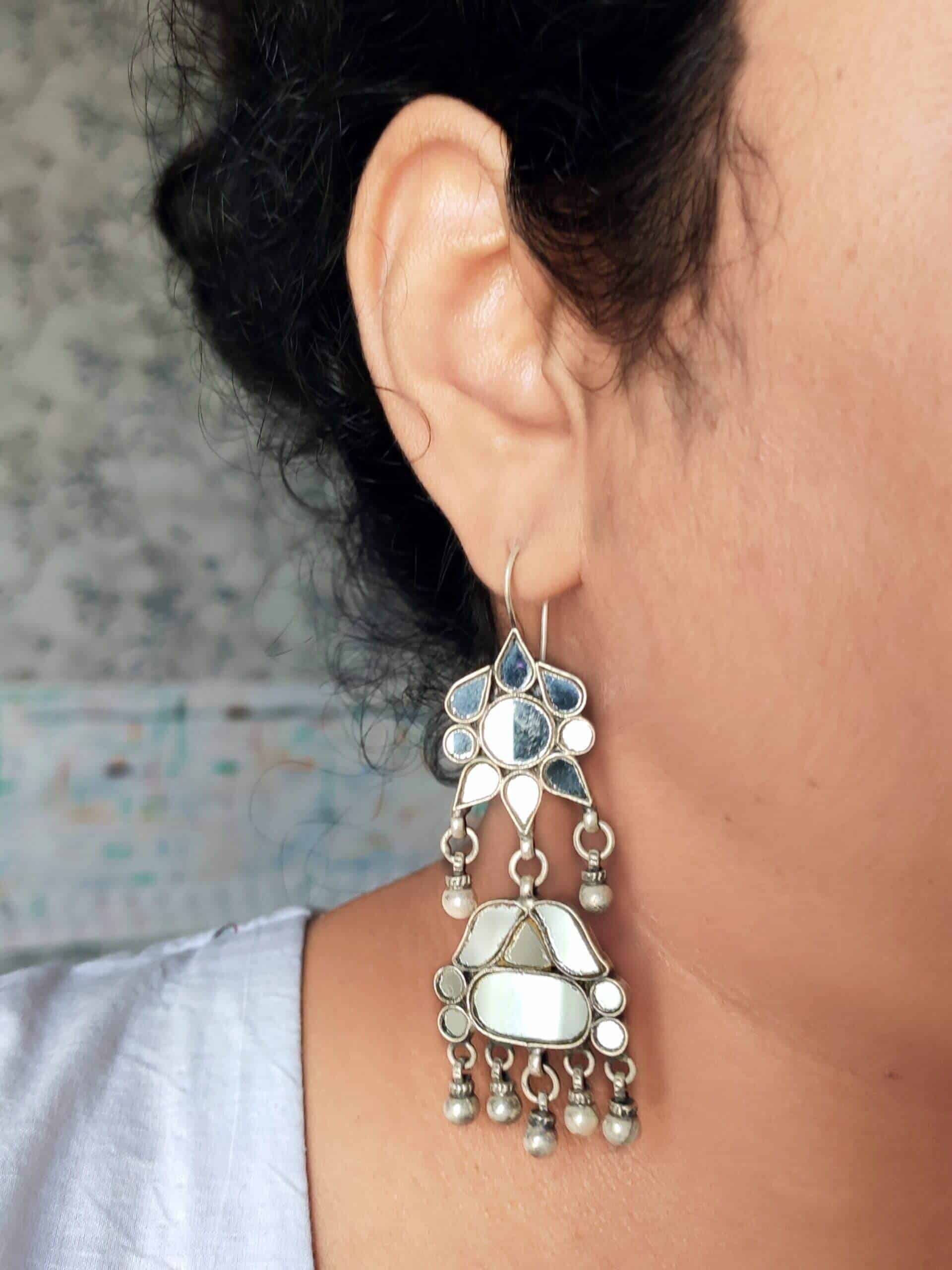 White Glass Earrings