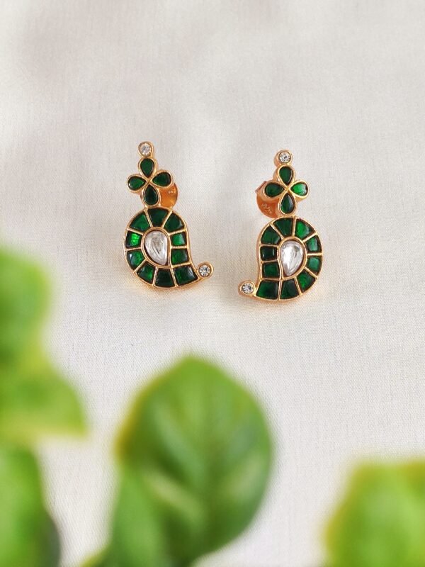 Kundan Ambi Earrings – Green