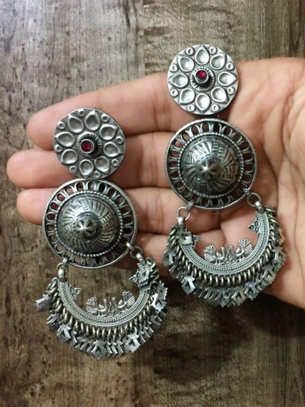 Statement Vintage Chandbali Danglers - Image 2