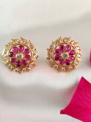 Ruby and Zircon Studs
