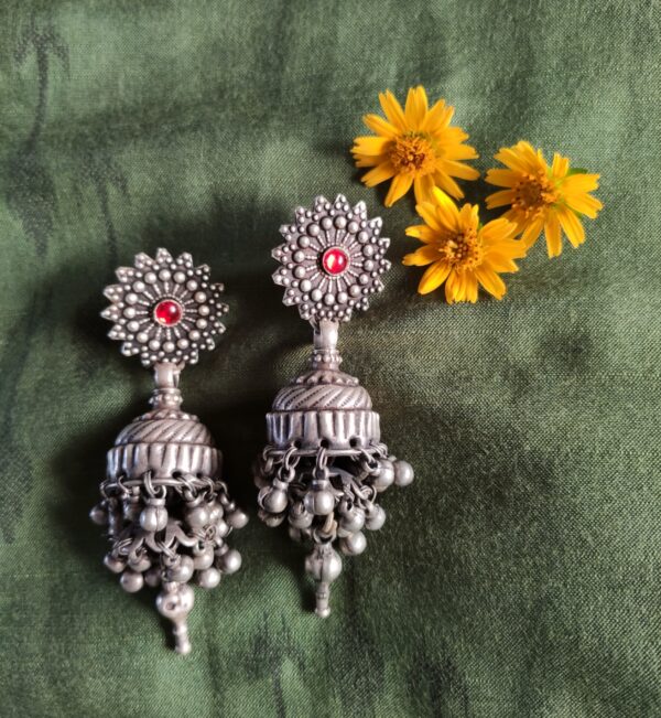 (On PRE-ORDER) Bestselling Signature Vintage Jhumkas Red - Image 3