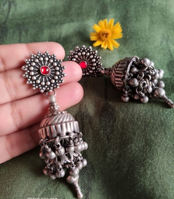 (On PRE-ORDER) Bestselling Signature Vintage Jhumkas Red - Image 5