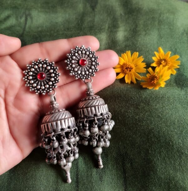 (On PRE-ORDER) Bestselling Signature Vintage Jhumkas Red - Image 2