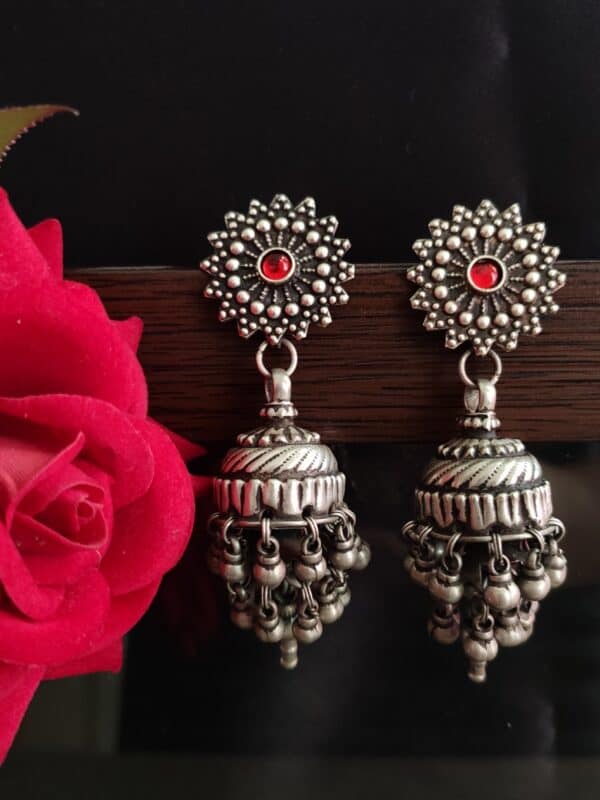 (On PRE-ORDER) Bestselling Signature Vintage Jhumkas Red - Image 4