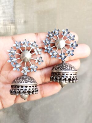 Oversized Flower Stud Jhumkas