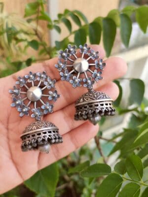 Oversized Flower Stud Jhumkas