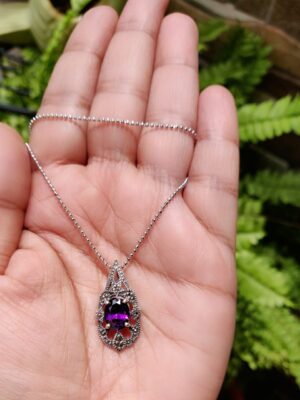 Swiss Marcasite Stone Pendant 1 – Purple