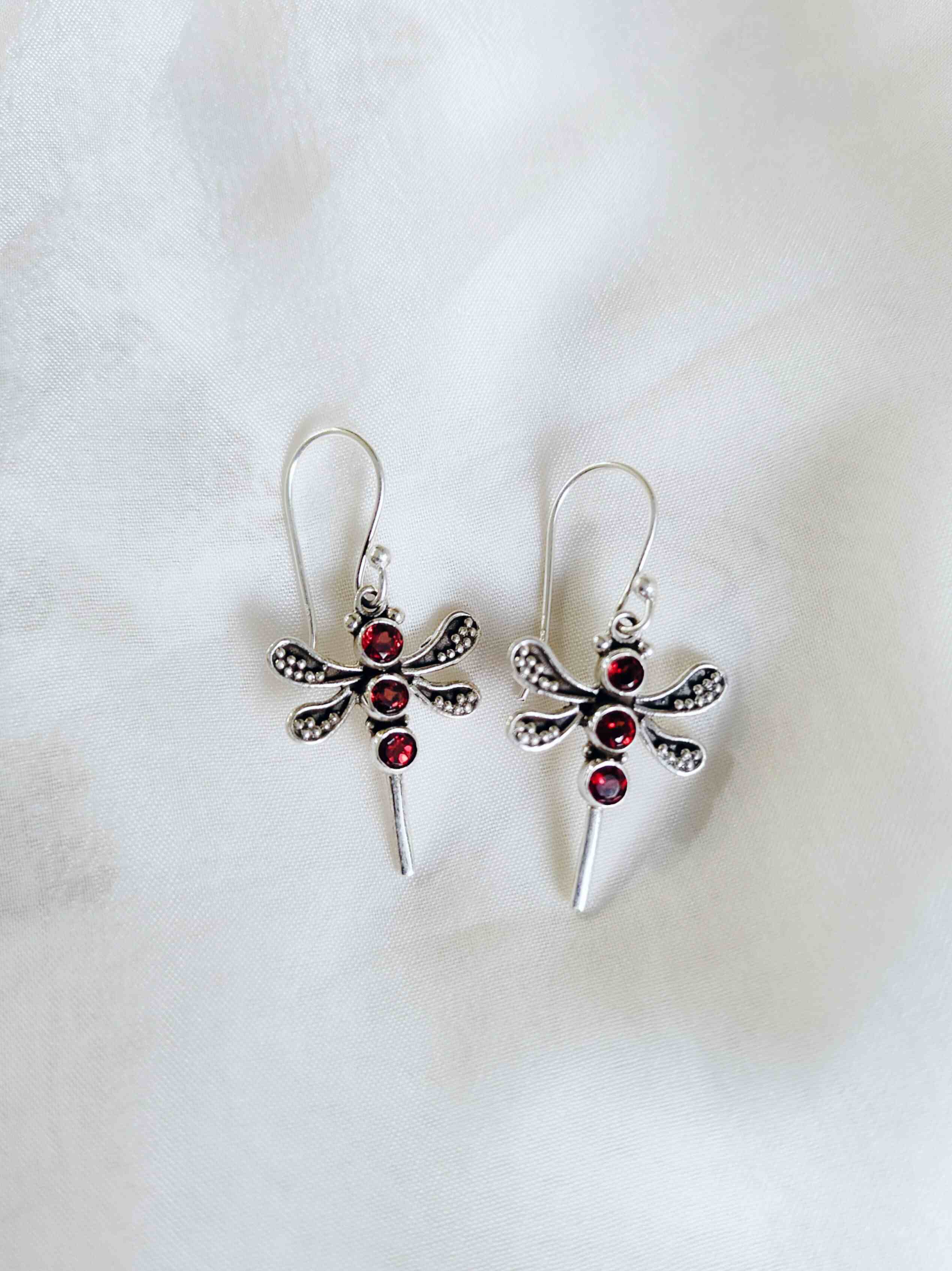 Papeeha’s Signature Dragonfly Earrings – Garnet