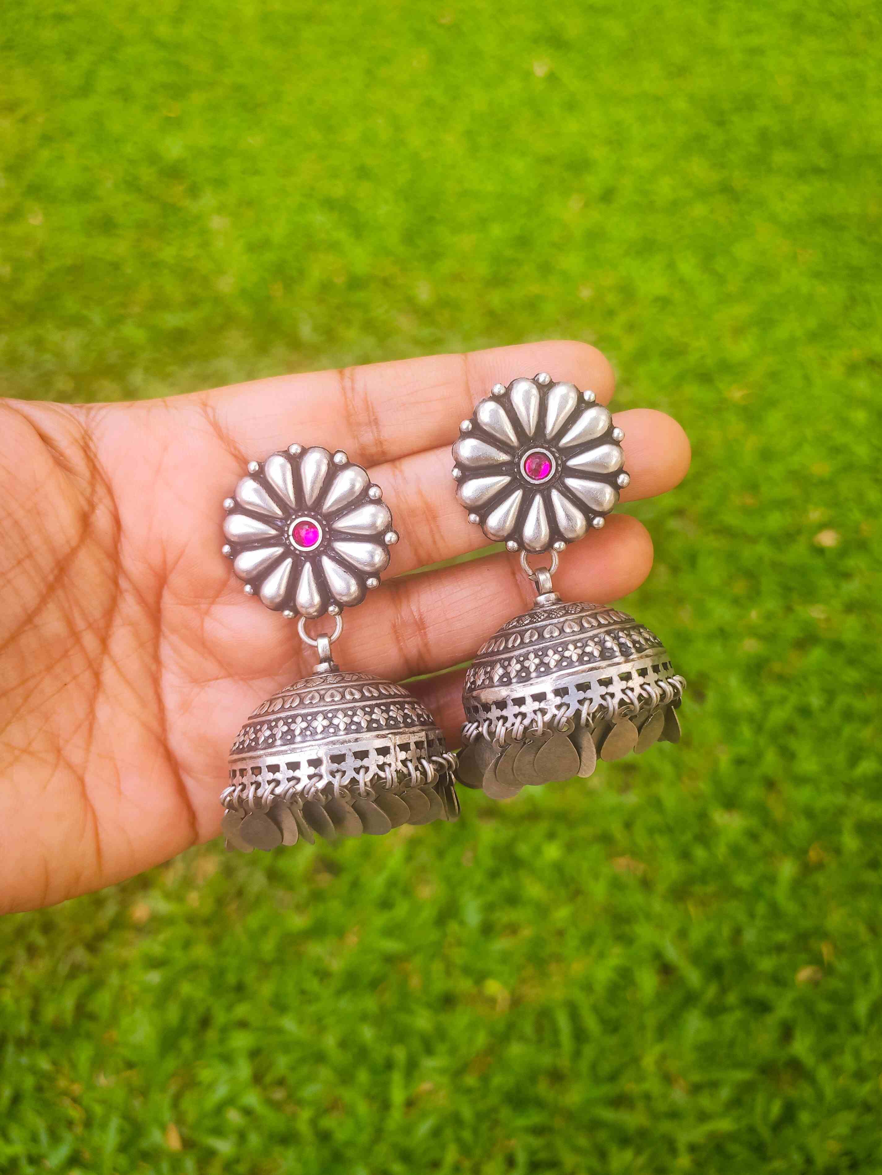 Statement Jhumkas with Leaf Drops