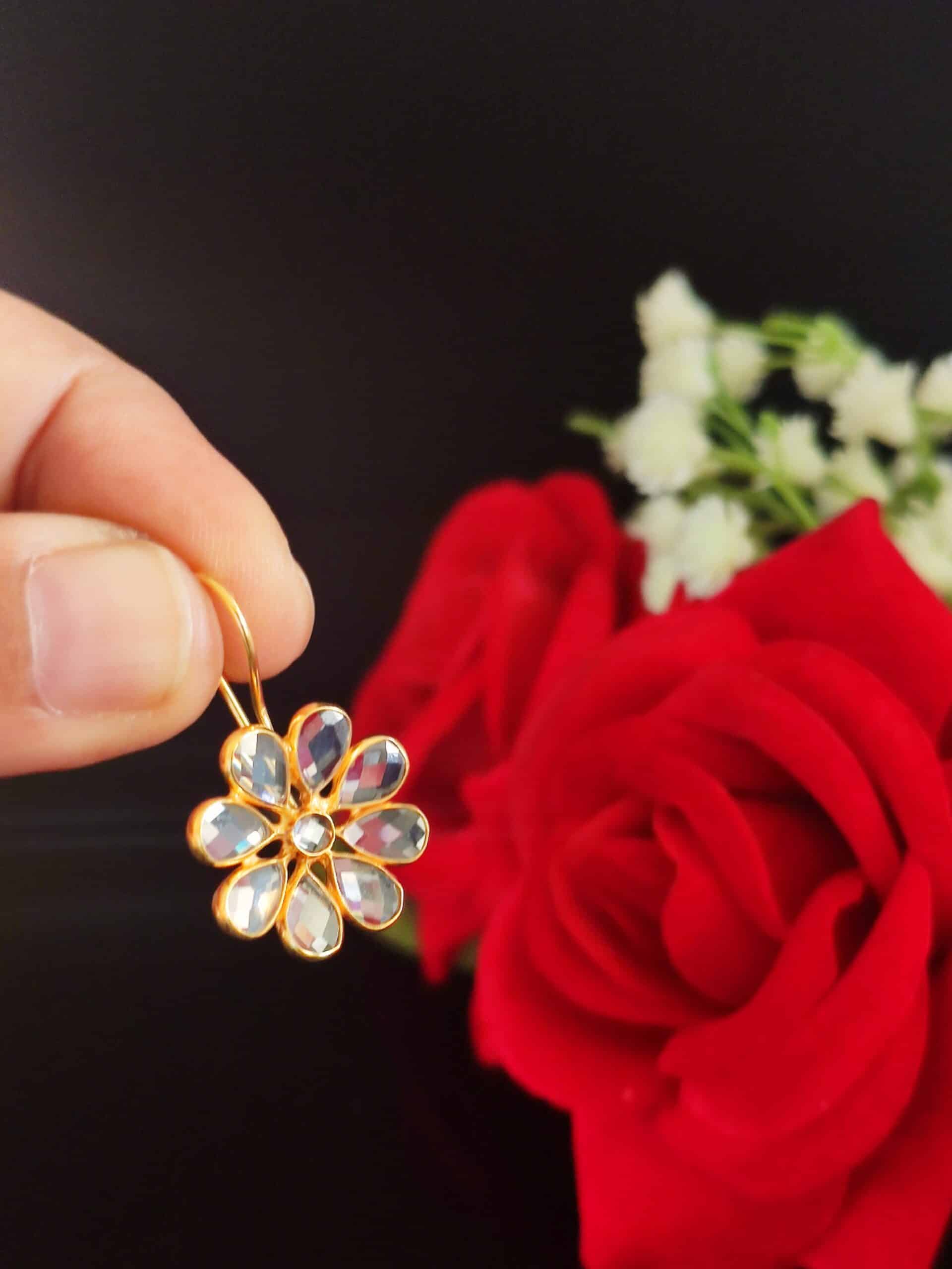 Polki Flower Hooks – GOLD Plated