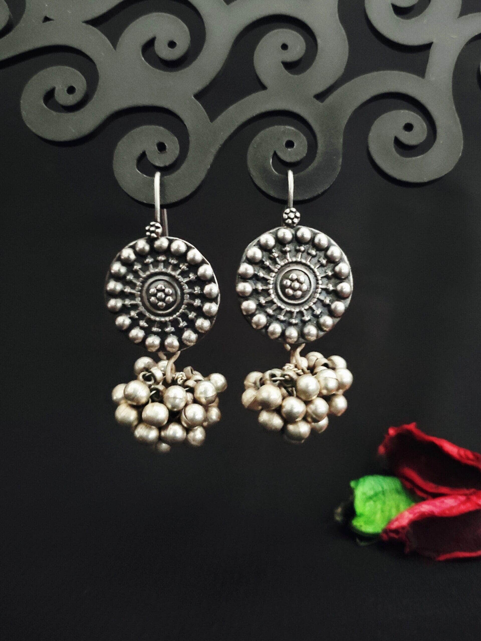 Aabhaa - Ghungroo Bunch Earrings - Just Silver :) - Image 4