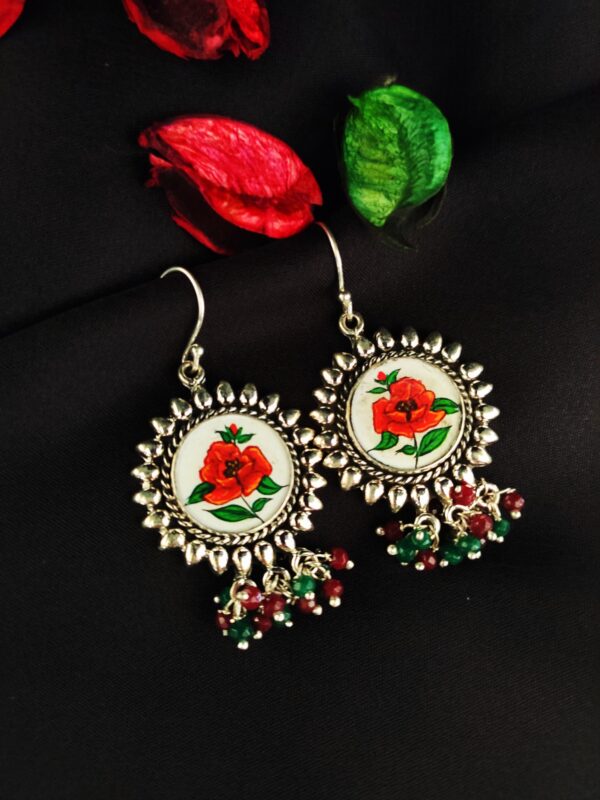 Hand-painted Glass Earrings - 1
