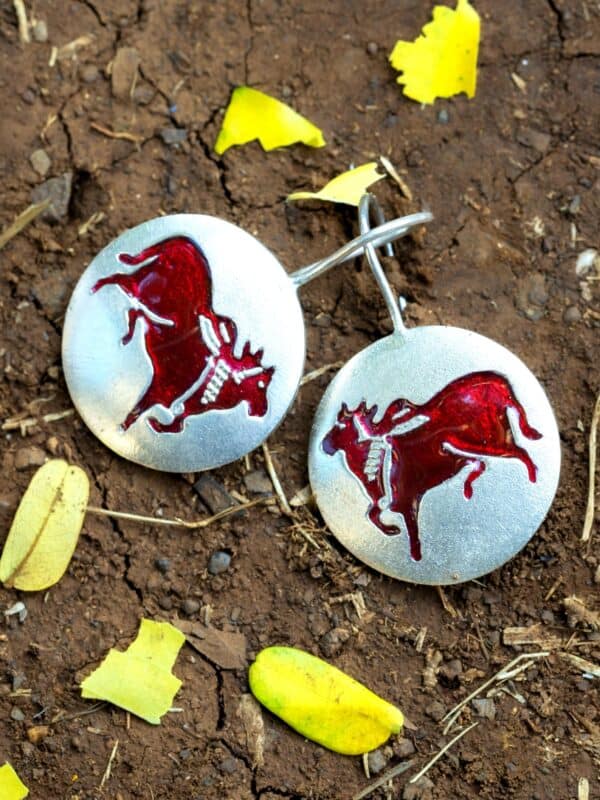 The Art of Pichwai : Papeeha's Signature Cow Earrings - Red - Image 5