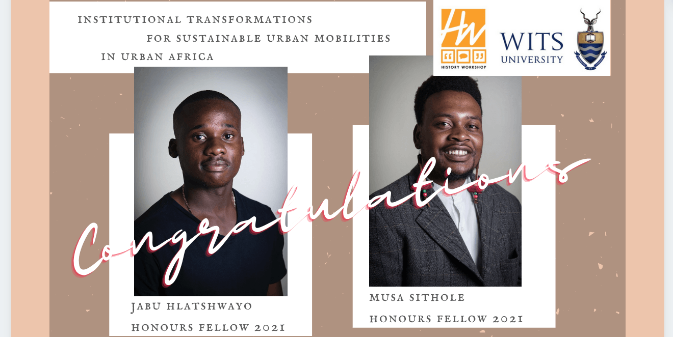 Spotlight | Two OIS students awarded Research Fellowships from the Wits History Workshop