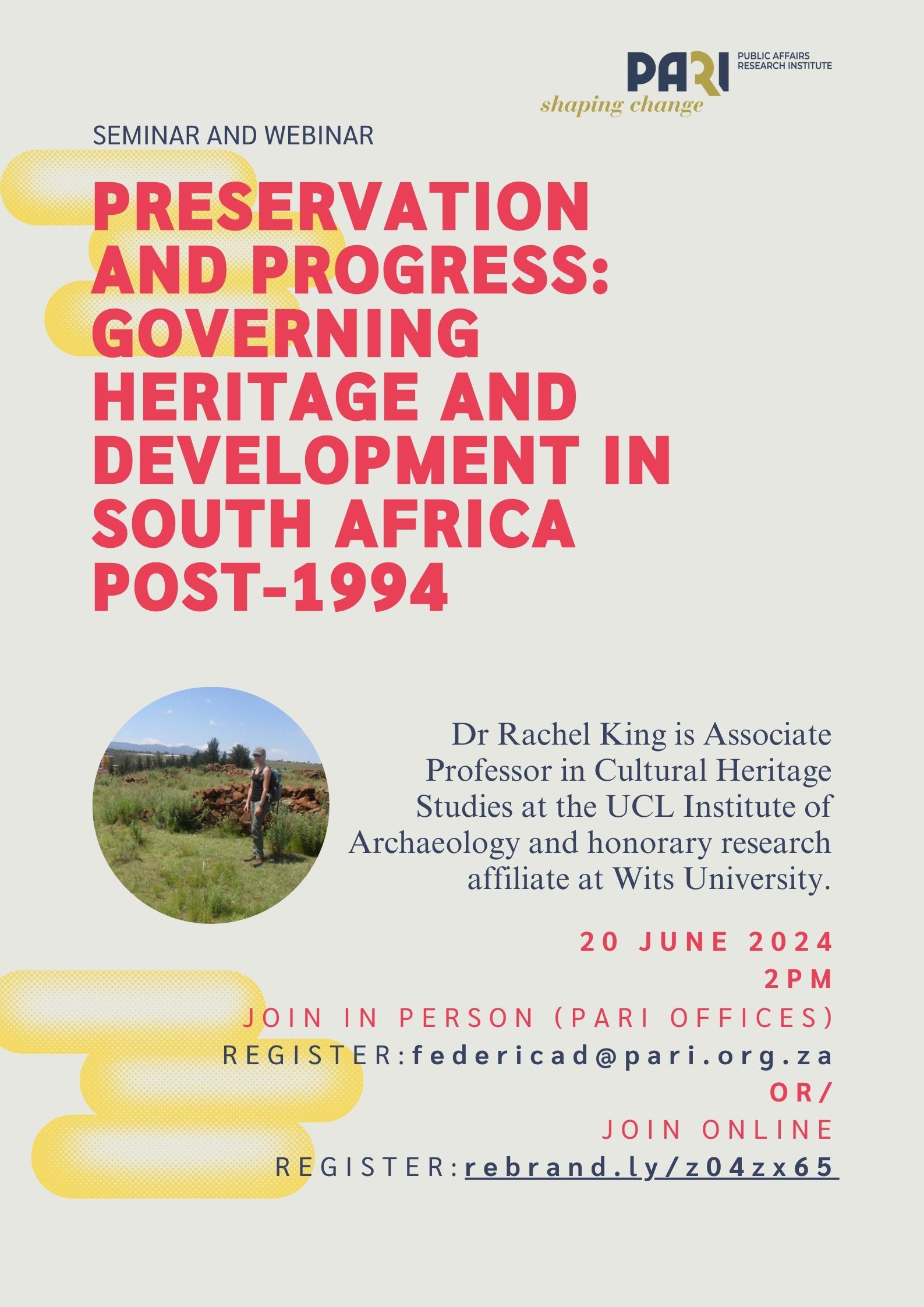 Seminar | Preservation and Progress: Governing heritage and development in South Africa post-1994