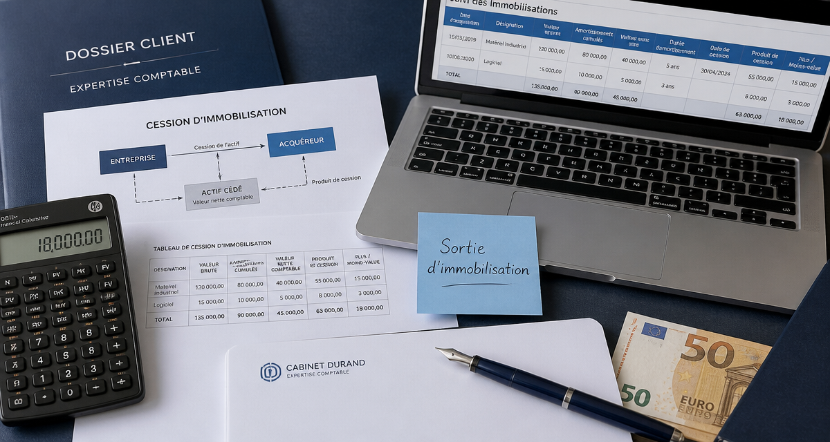 comptabiliser cession immo documents calculatrice