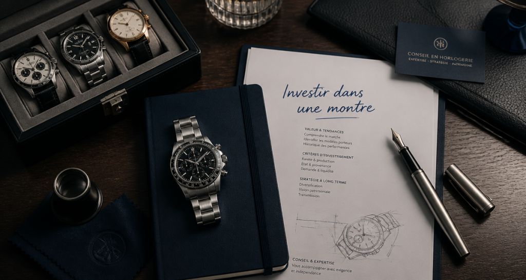 investir dans une montre de luxe sur bureau élégant