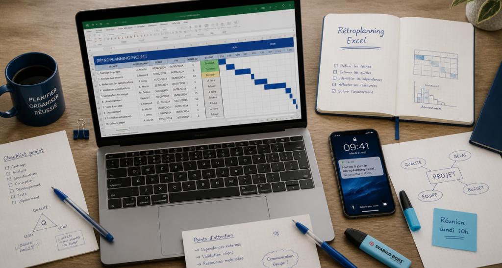 modèle rétroplanning excel sur bureau