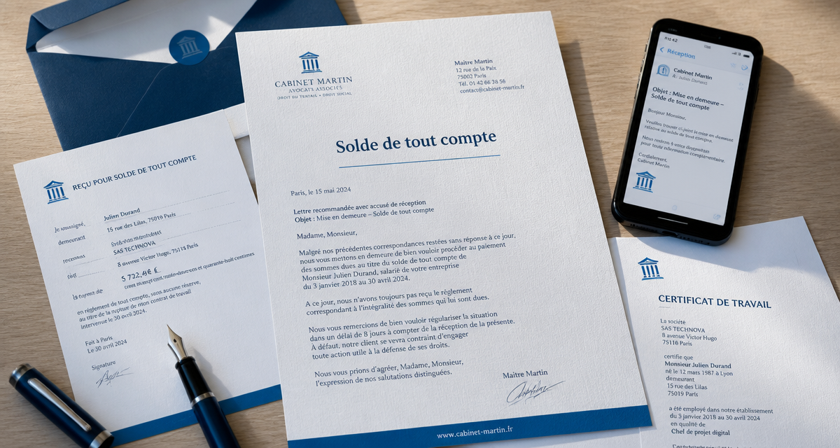 mon patron traine pour mon solde de tout compte, documents et lettre