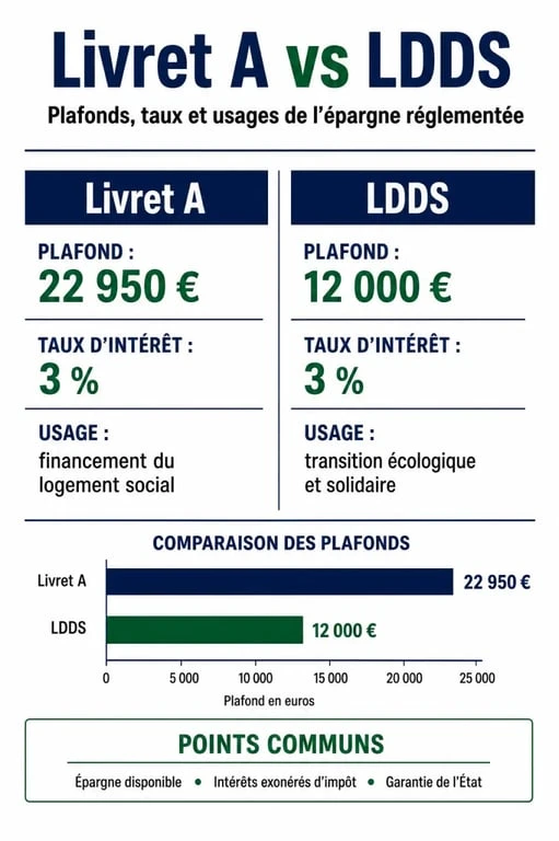 Comparatif Livret A vs LDDS : plafonds, taux et usages pour choisir son épargne