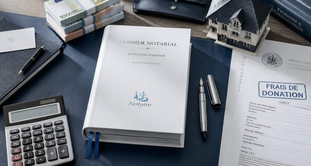frais donation dossier notarial calcul