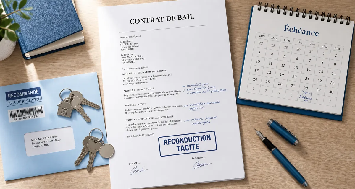 reconduction tacite bail 3 ans contrat clés