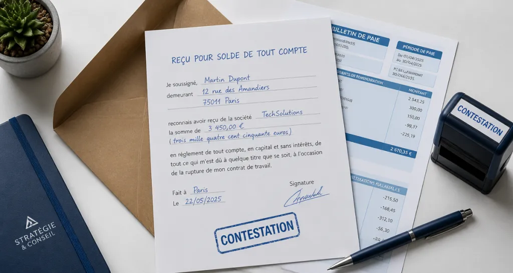 solde de tout compte contestation reçu bureau