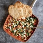 Mediterranean chickpea skillet recipe with whole grain pita bread