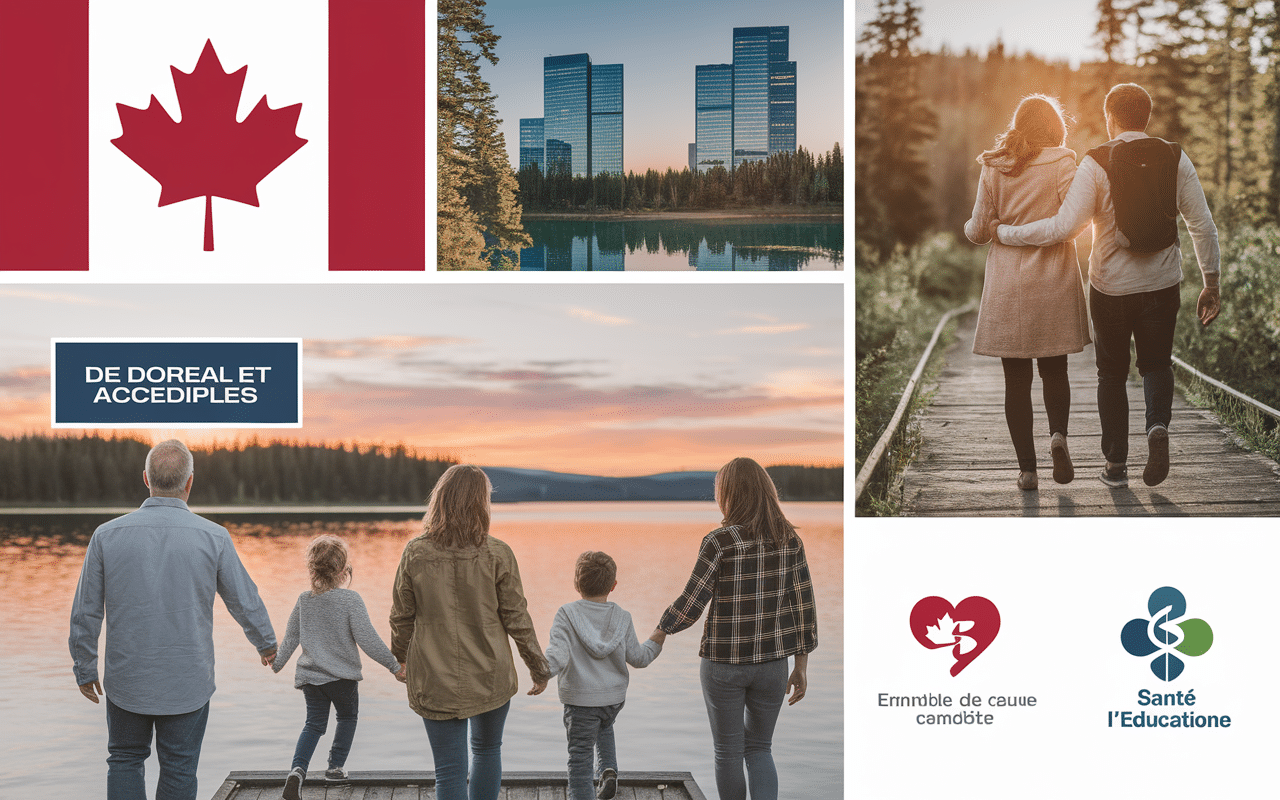 Collage atouts Canada : emploi, nature, famille