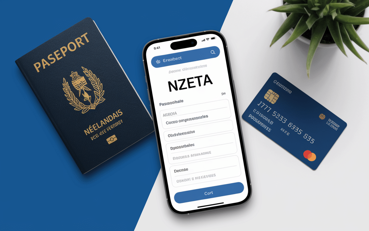 Formulaire NZeTA sur smartphone avec passeport