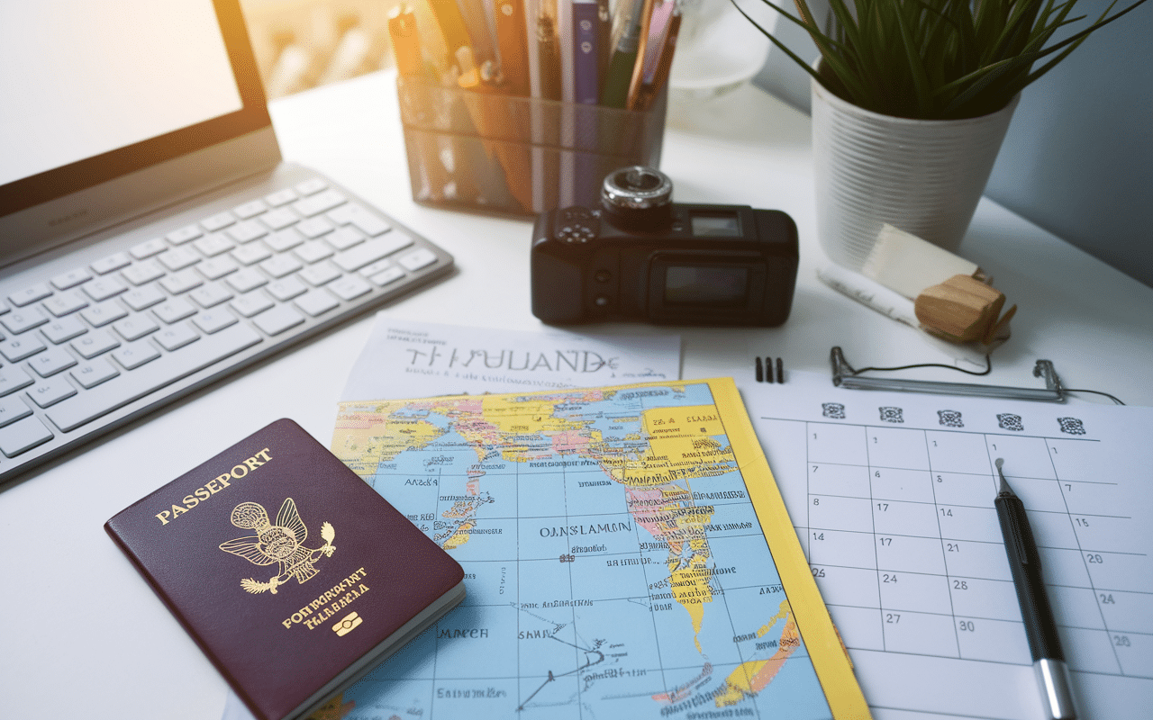Préparation voyage Thaïlande, documents et carte