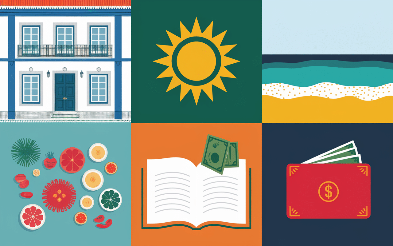 Composition des avantages de vivre au Portugal : maison, plage, produits locaux