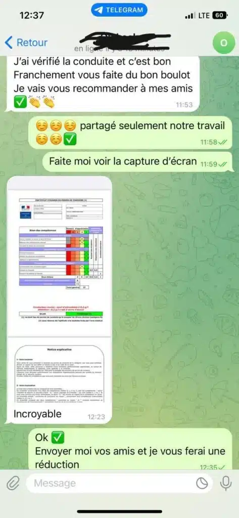 whatsapp-temoignage-client photo whatsapp témoignage client résultat du code de la route bien reçu