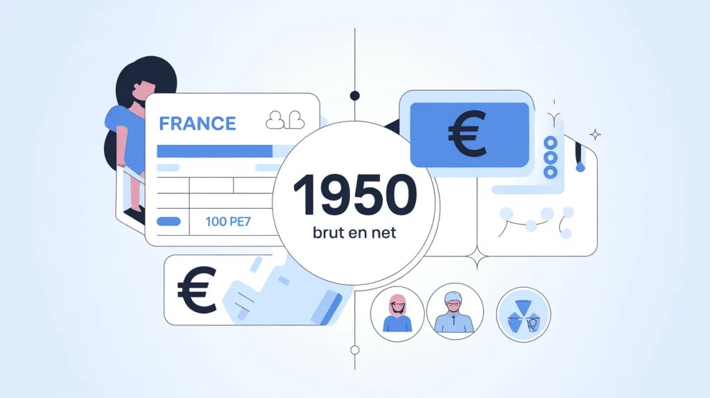 Illustration conversion 1950 brut en net fiche de paie France