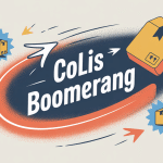 Illustration colis boomerang retour logistique e-commerce