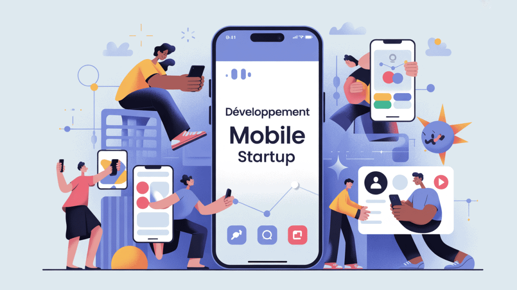 illustration lancement application développement mobile startup