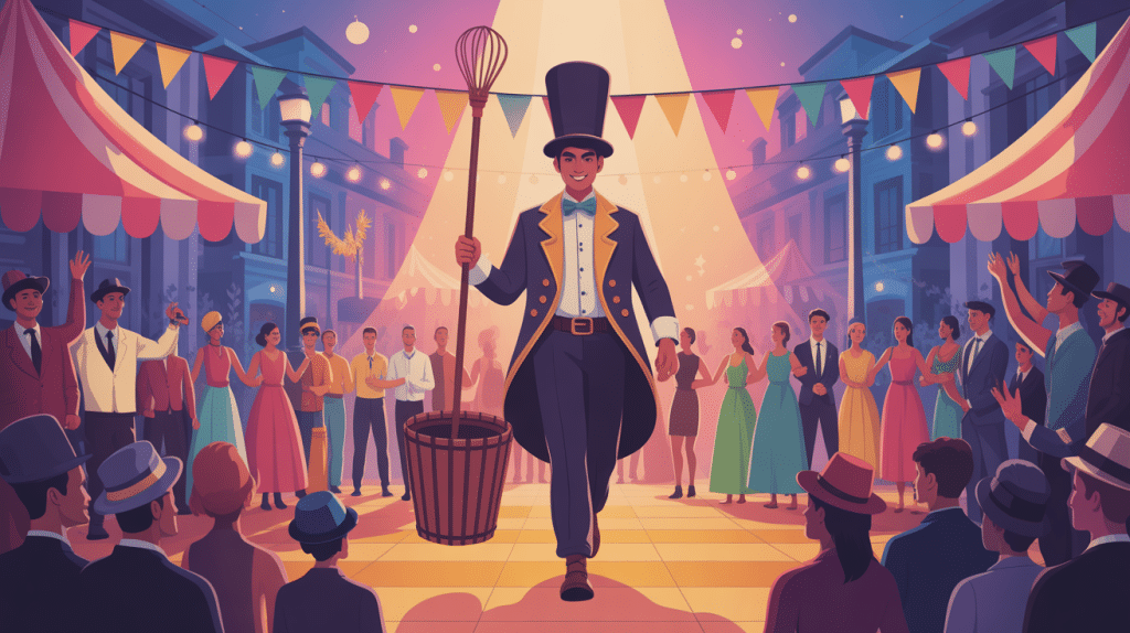 Illustration métier échassier emploi-travail.com ambiance festive