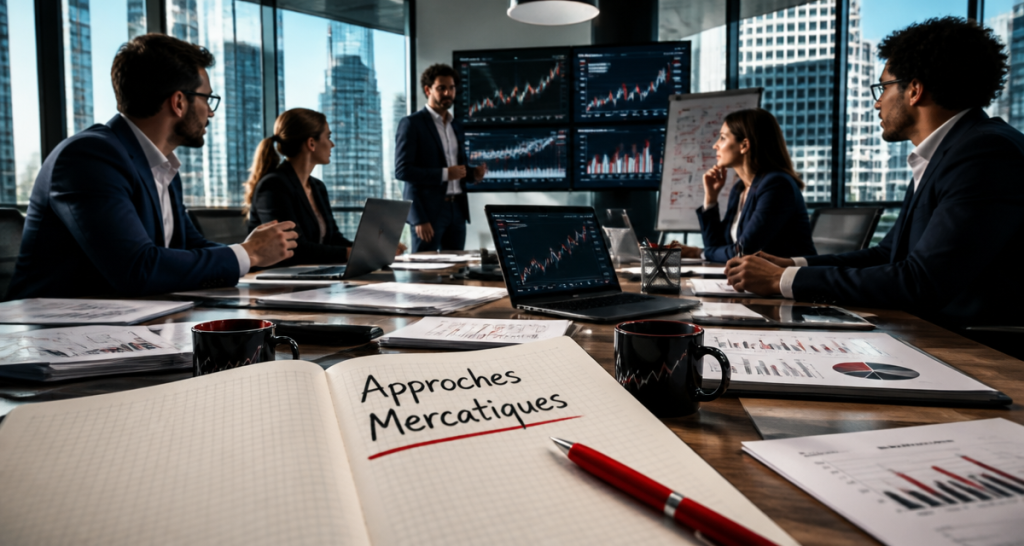 équipe en réunion sur approche mercatique