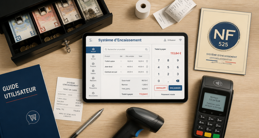 caisse d'enregistrement sur comptoir moderne